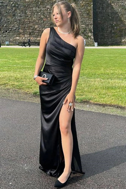 Casual Mermaid One Shoulder Sleeveless Backless Floor-Length Prom Dress