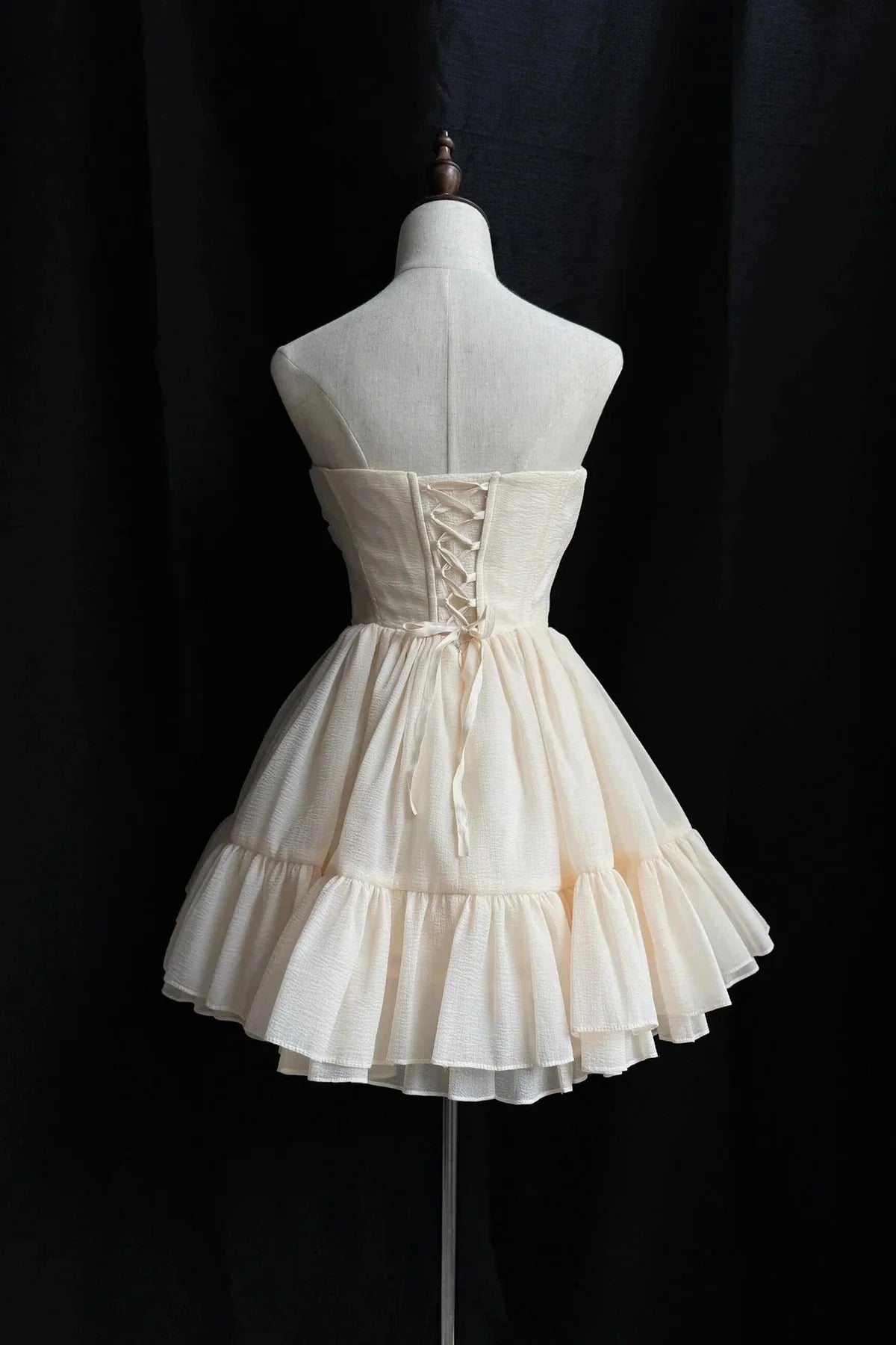 Champagne Soft Chiffon Knee Length Prom Dress Lovely A-Line Party Dress