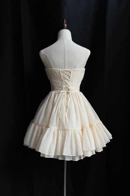 Champagne Soft Chiffon Knee Length Prom Dress Lovely A-Line Party Dress