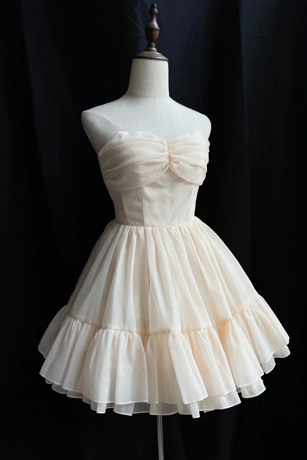 Champagne Soft Chiffon Knee Length Prom Dress Lovely A-Line Party Dress