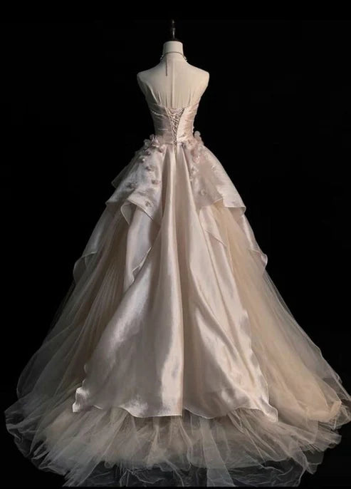 Charming A-Line Strapless Sleeveless Lace Up Floor-Length Evening Dress