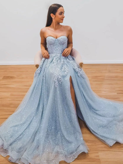 Charming A-Line Sweetheart Neck Sleeveless Lace Up Sweep/Brush Train Prom Dress