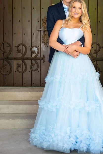 Charming A Line Spaghetti Straps Sleeveless Backless Floor-Length Prom Dress