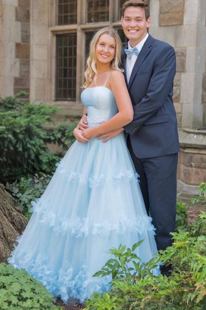 Charming A Line Spaghetti Straps Sleeveless Backless Floor-Length Prom Dress