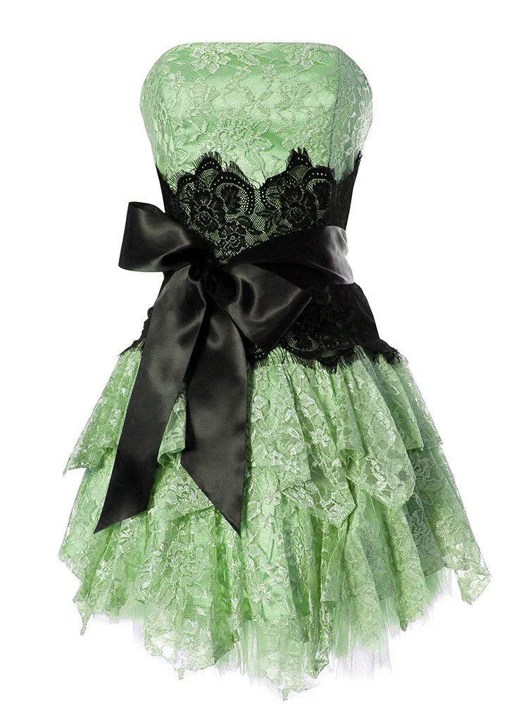 Charming A Line Strapless Sleeveless Lace Short-Mini Homecoming Dress