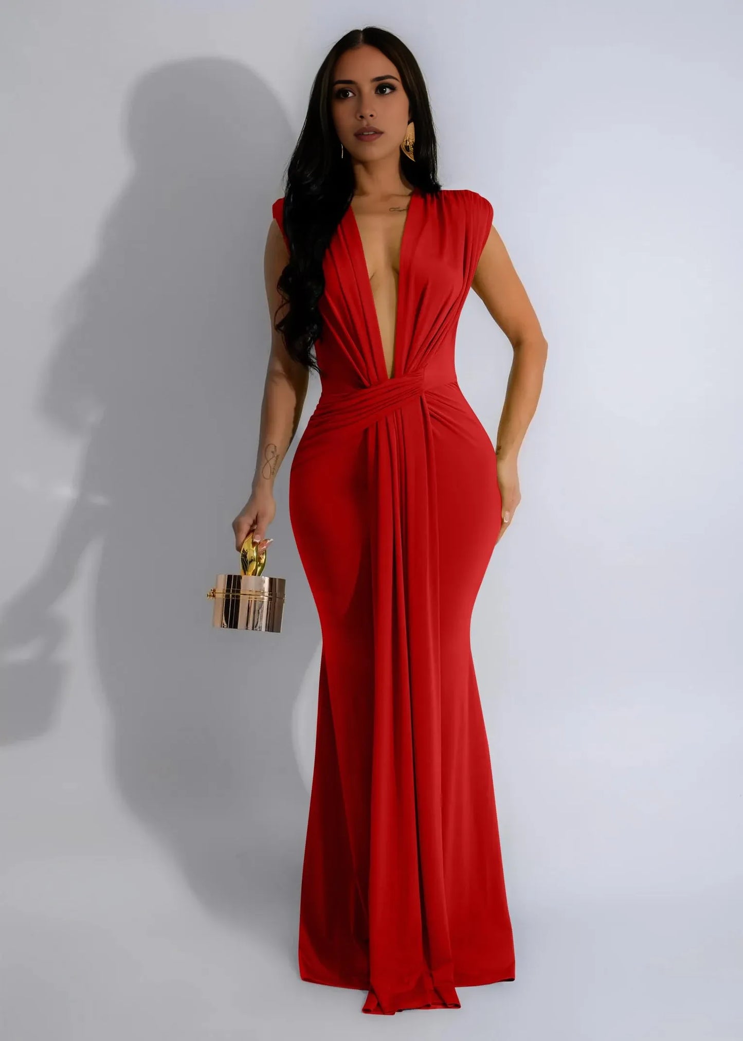 Charming Mermaid V Neck Sleeveless Backless Floor-Length prom dress for women