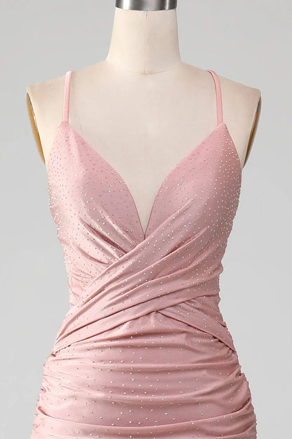 Charming Mermaid V Neck Sleeveless Lace Up Floor-Length prom dress