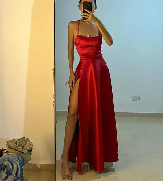 Charming Off the Shoulder Sleeveless A-line Pleated Satin Floor-Length Party Dress