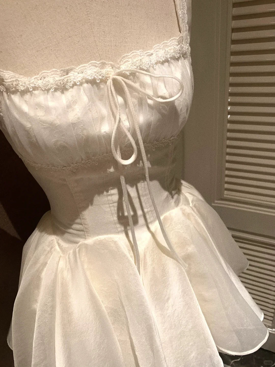 Charming A-Line Square Neck Tie-Front Ruffled White Short Homecoming Dress