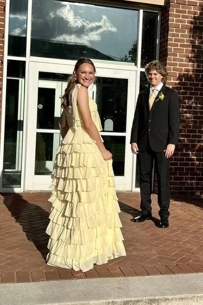 Charming Strapless Sleeveless A Line Chiffon Layered Floor Length Prom Dress