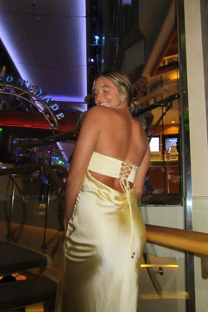 Cheap Fitted Strapless Sleeveless Satin Pleated Floor-Length Prom Dress