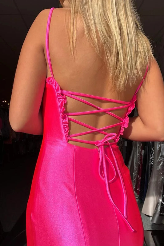 Cheap Fuchsia Prom Dress Satin Mermaid Long Formal Wears