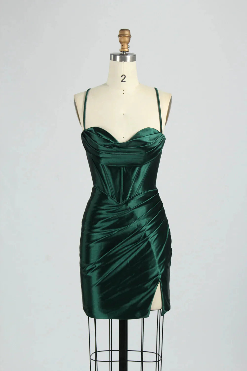 Cheap Short Satin Emerald Green Homecoming Dress Mini