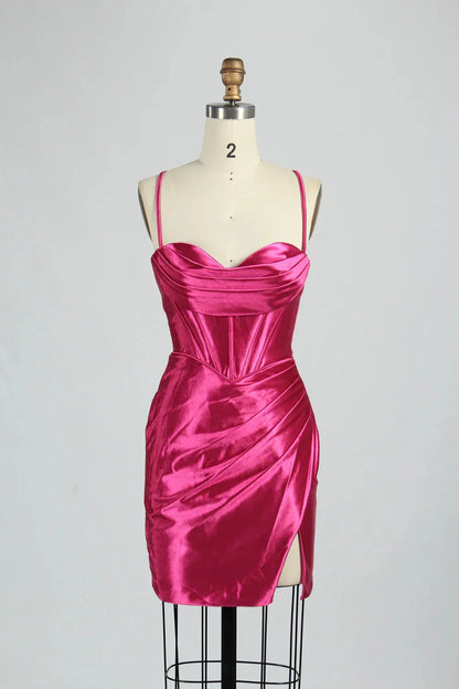Cheap Short Satin Emerald Green Homecoming Dress Mini