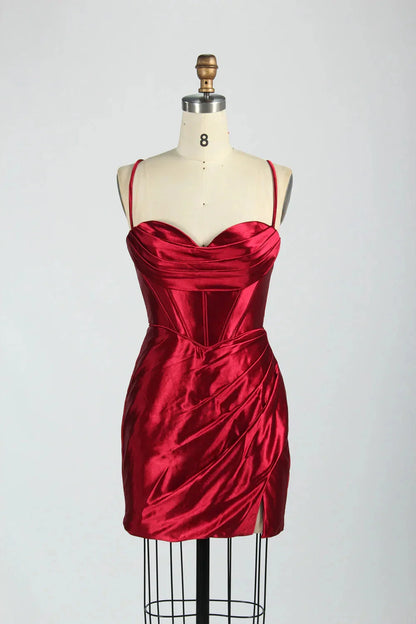 Cheap Short Satin Emerald Green Homecoming Dress Mini