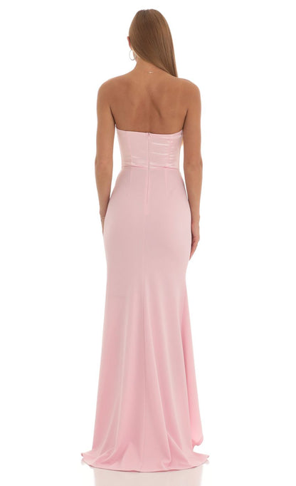 Chic Mermaid Sweetheart Strapless Cut-Out-Back Satin Floor-Length Prom Dresses