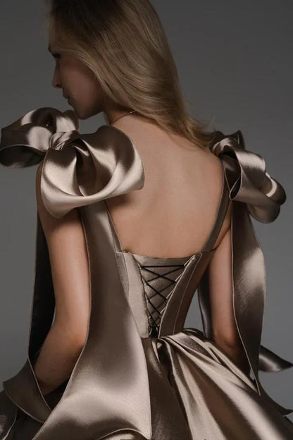 Chic A-Line Off Shoulder Sleeveless Pleated Satin Short-Mini Homecoming Dress