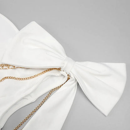 Chic Mermaid One-Shoulder Sleeveless Chain-Accent White Long Prom Dress for Women For Sale