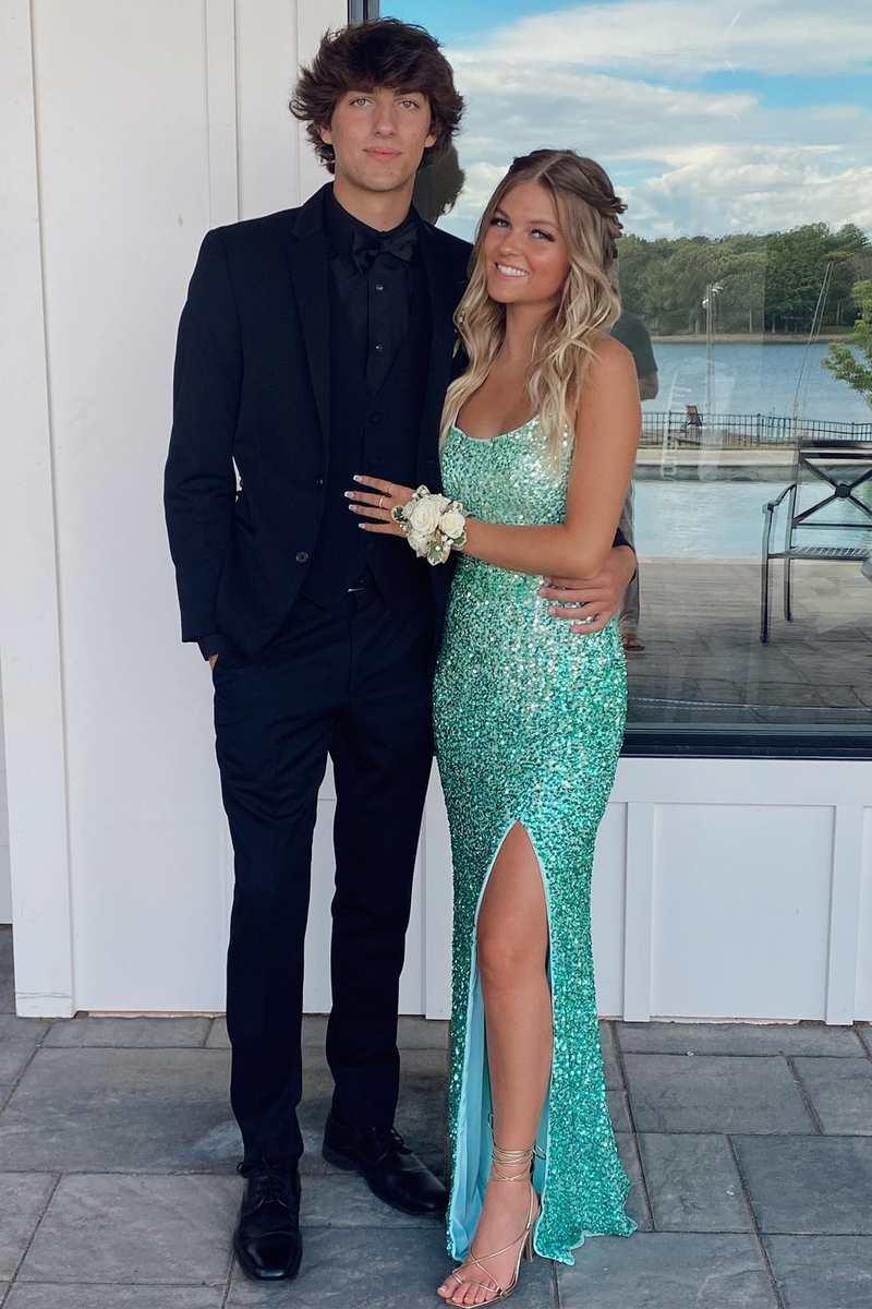 Chic Mermaid Scoop Neck Sleeveless Lace Up Floor-Length Prom Dress