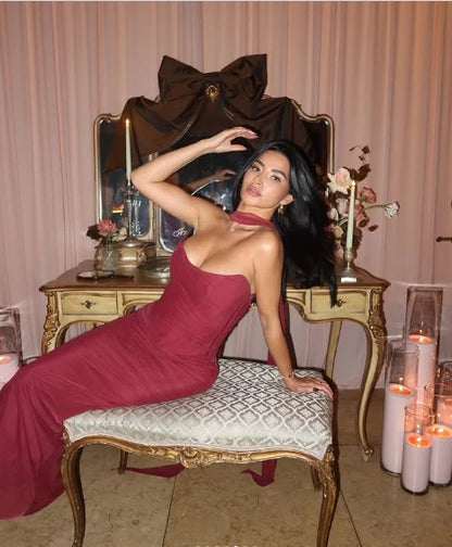 Chic Mermaid/Trumpet Off-the-Shoulder Sleeveless Lace Up Floor-Length Prom Dress