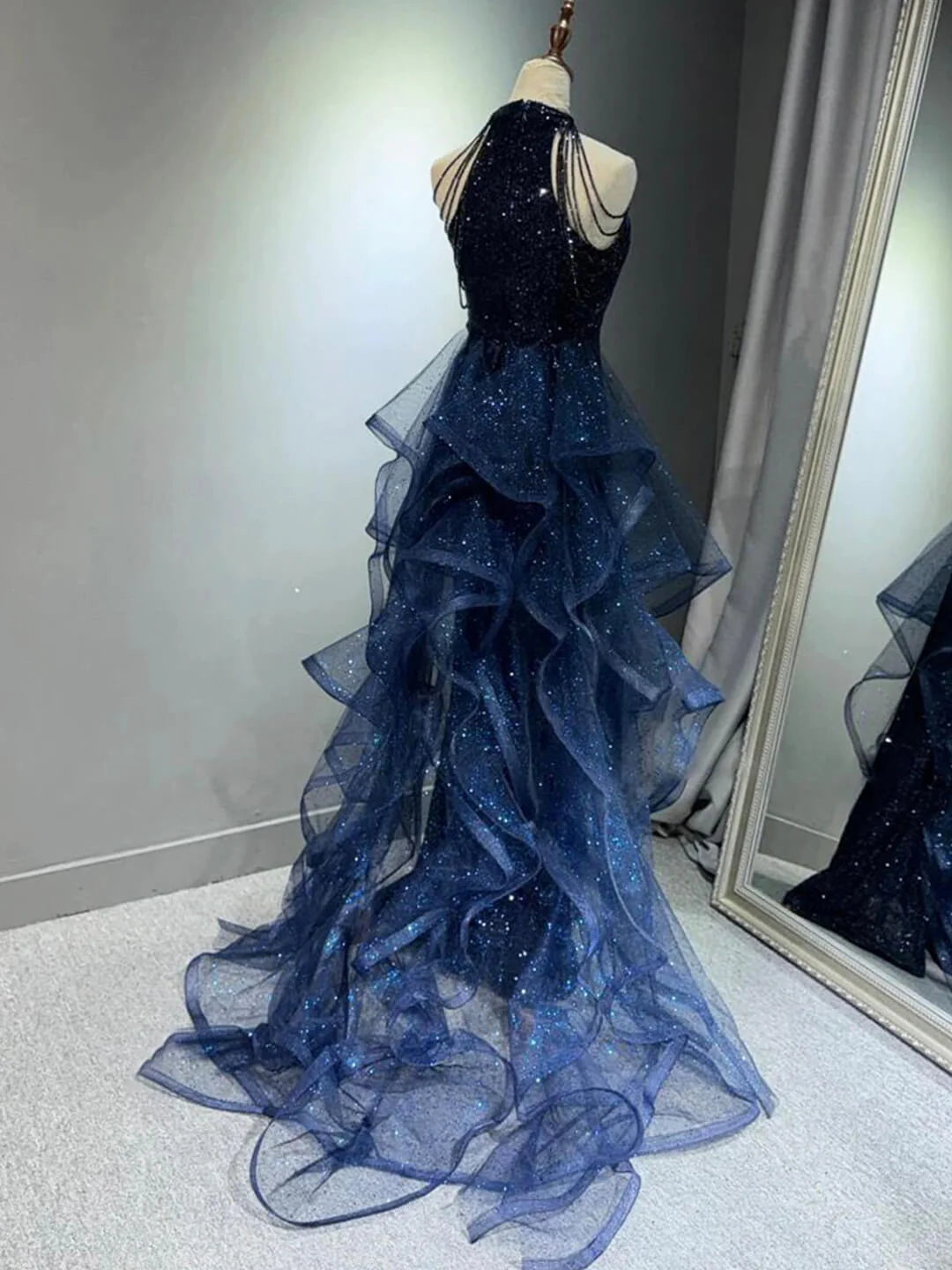 Chic Princess High Neck Sleeveless Zipper Up Sweep/Brush Train Prom Dress