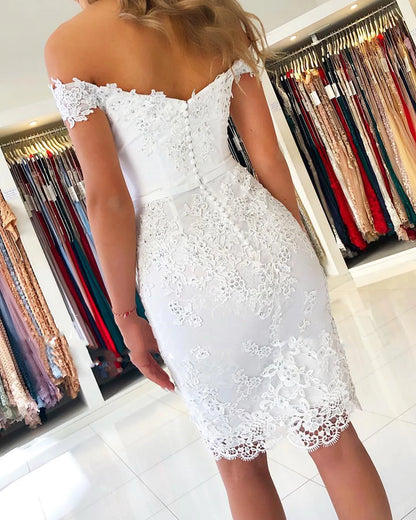 Chic Sheath Off the Shoulder Sleeveless Backless Knee-Length Prom Dress