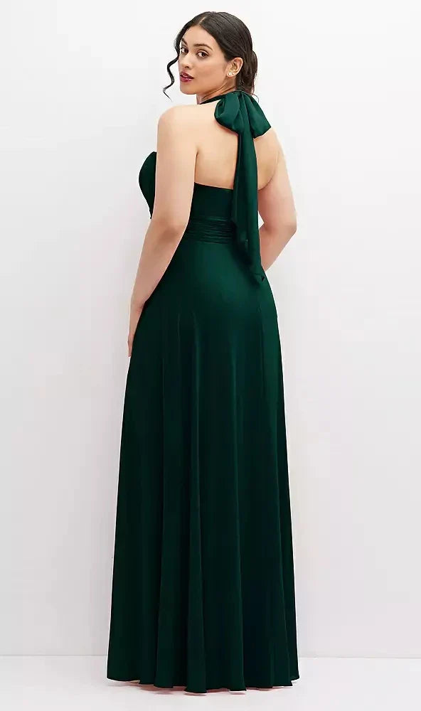 Chiffon Convertible Maxi Dress with Multi-Way Tie Straps in Evergreen