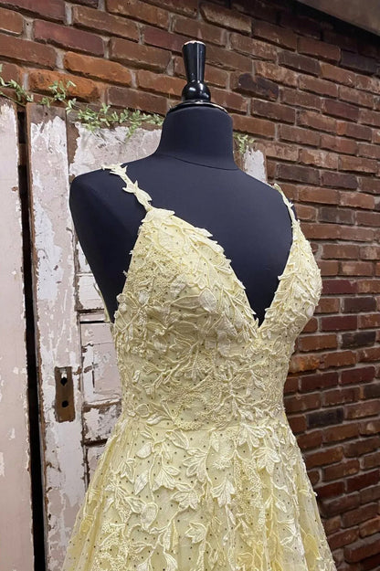Classic A-Line V-Neck Sleeveless Lace Up Floor-Length Prom Dress