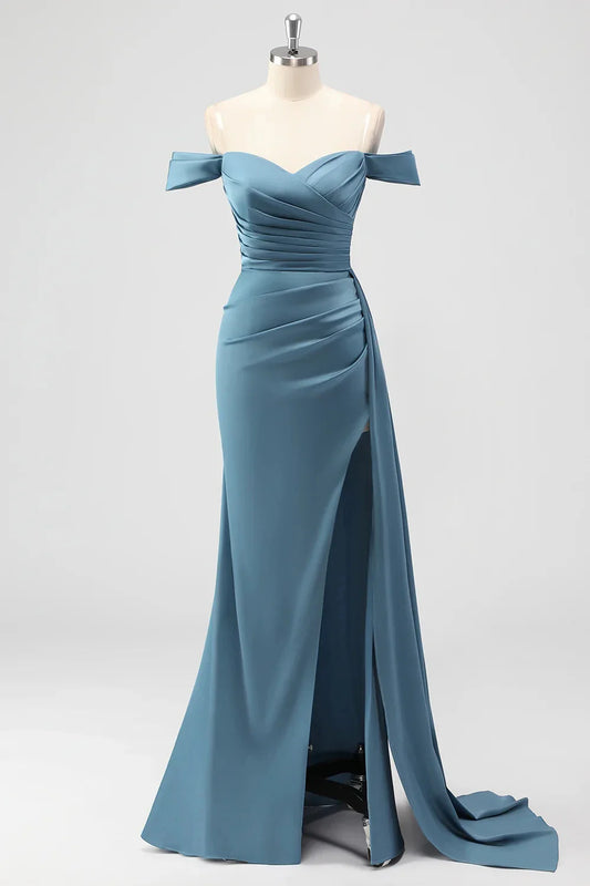 Classic Mermaid V Neck Sleeveless Back Zip Floor-Length prom dress