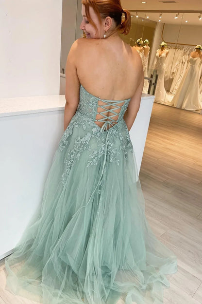 Classic Princess Sweetheart Sleeveless Tulle Ruched Floor-Length Prom Dress