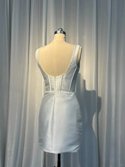Classic Sheath Regular Straps Backless Short-Length Prom Dress