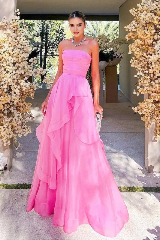 Classic fit Top-quality fabric Chiffon Off-the-Shoulder Ruffled Floor Length Prom Dresses