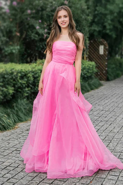Classic fit Top-quality fabric Chiffon Off-the-Shoulder Ruffled Floor Length Prom Dresses