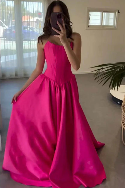 Classic fit Top-quality fabric Lace-Up Back Off-the-Shoulder Floor Length Sleeveless Prom Dresses Evening Dress