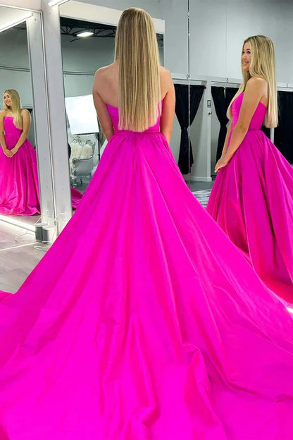 Classic fit Top-quality fabric Square Neck Evening Dress Off-the-Shoulder With Attached Train Sleeveless Prom Dresses