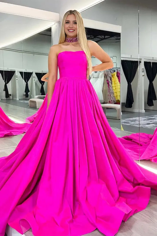 Classic fit Top-quality fabric Square Neck Evening Dress Off-the-Shoulder With Attached Train Sleeveless Prom Dresses