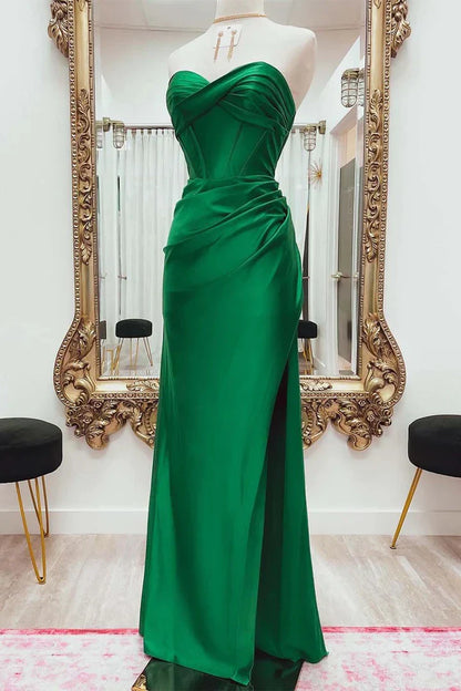 Classic fit Top-quality fabric V-Neck Off-the-Shoulder Backless Pleats  Split Fork Floor Length Prom Dresses