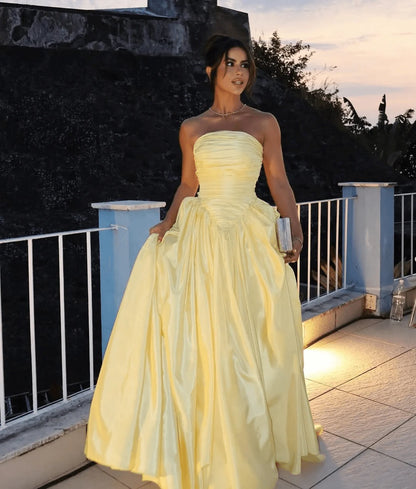 Classy A-Line Strapless Sleeveless Lace Up Floor-Length Prom Dress