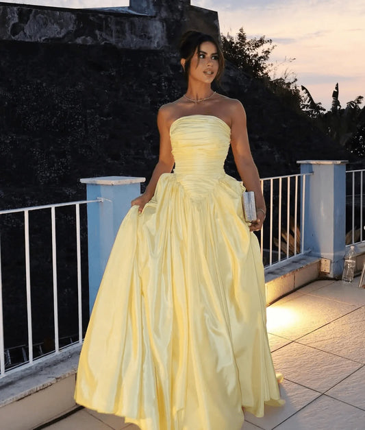 Classy A-Line Strapless Sleeveless Lace Up Floor-Length Prom Dress