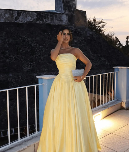 Classy A-Line Strapless Sleeveless Lace Up Floor-Length Prom Dress
