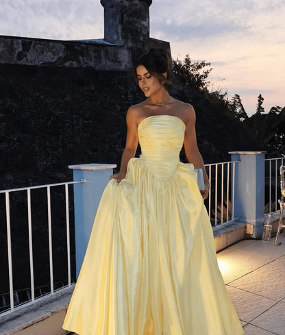 Classy A-Line Strapless Sleeveless Lace Up Floor-Length Prom Dress