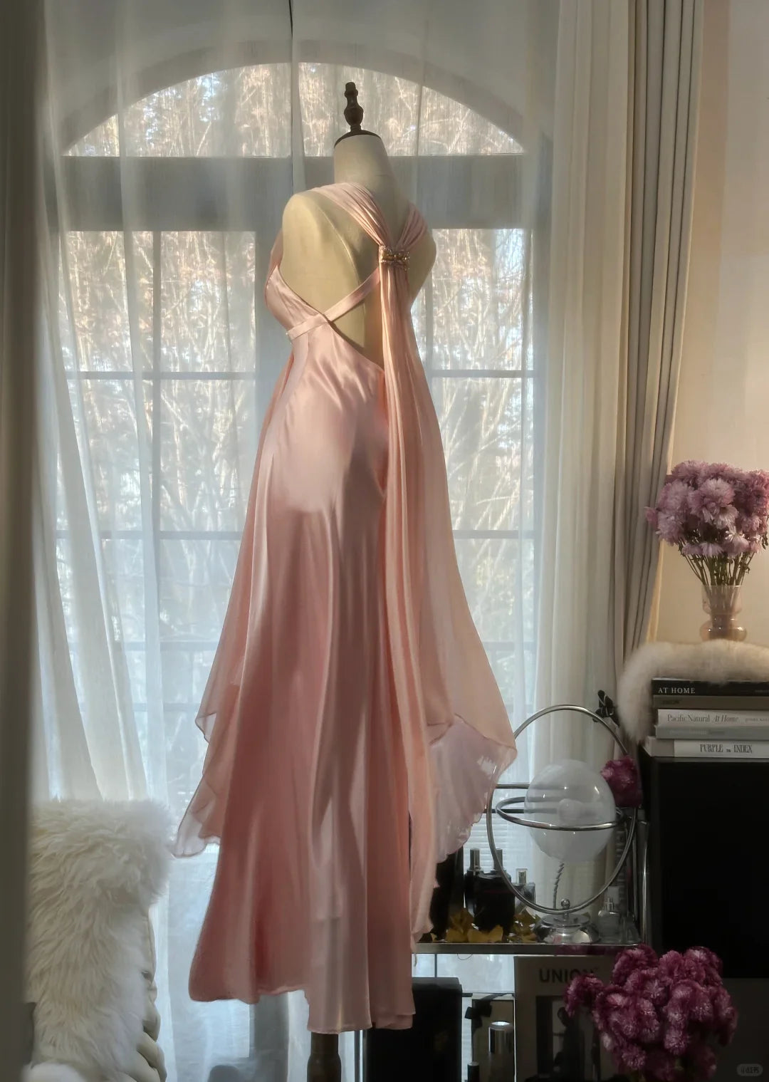 Classy A Line V Neck Sleeveless Open Back Long Prom Dresses