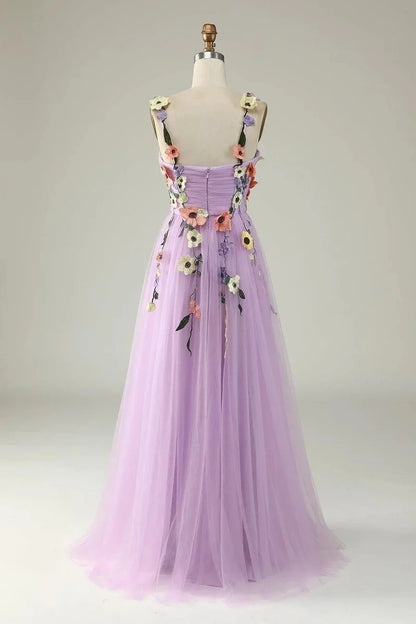 Classy Long Yellow Floral Prom Dresses Sweetheart Evening Dress