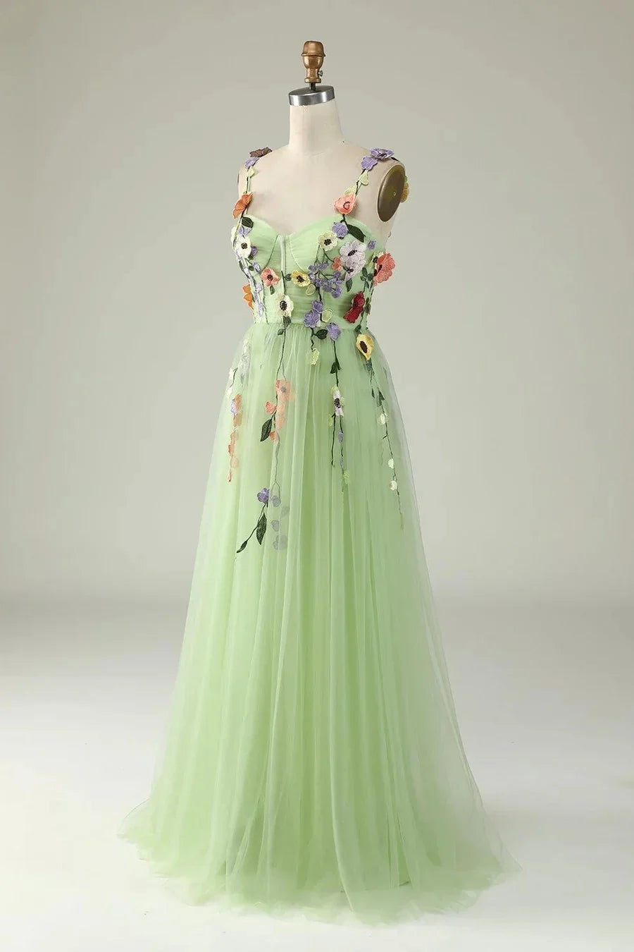 Classy Long Yellow Floral Prom Dresses Sweetheart Evening Dress