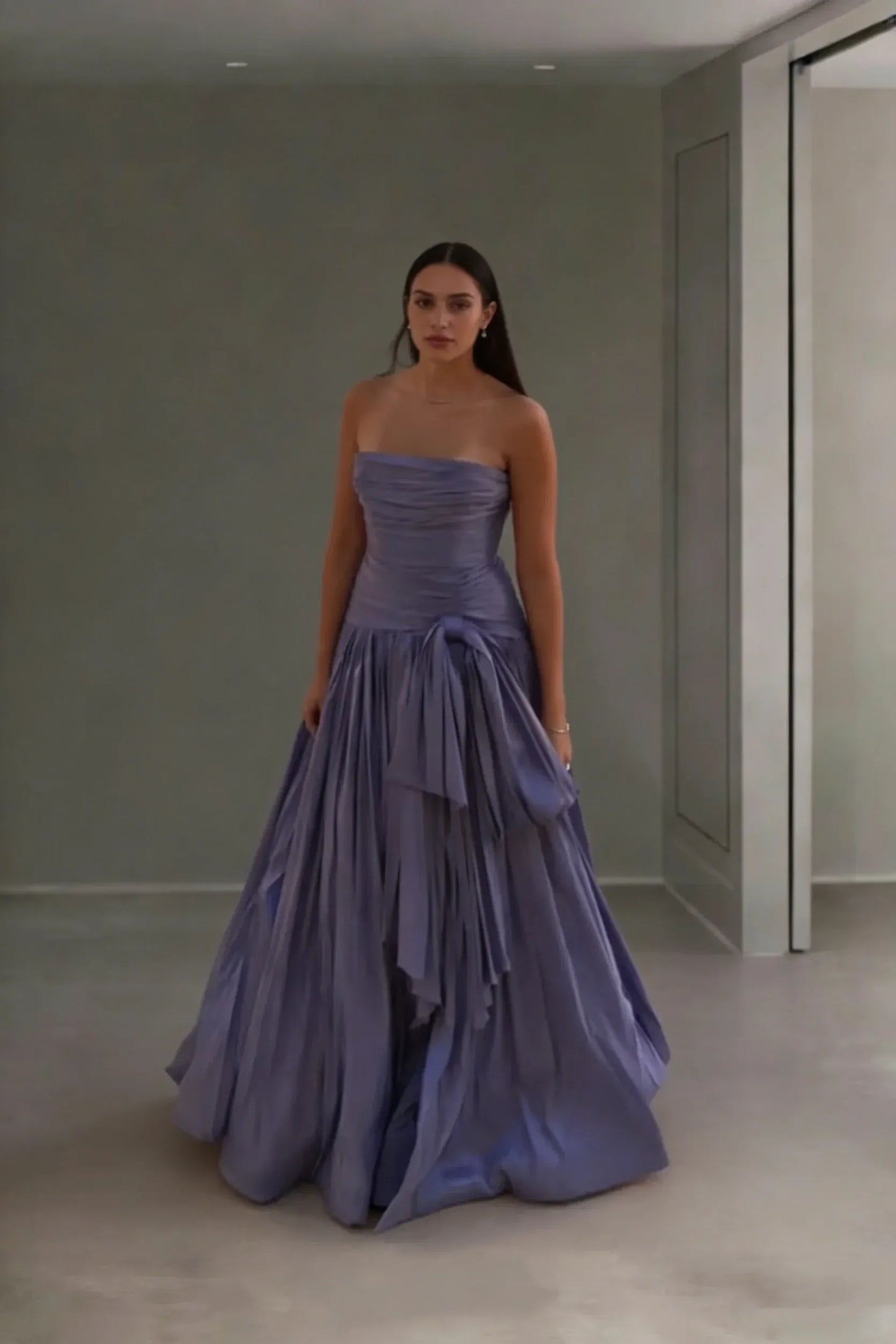 Classy Sleeveless Strapless Ruched Bow Ball Party Dress