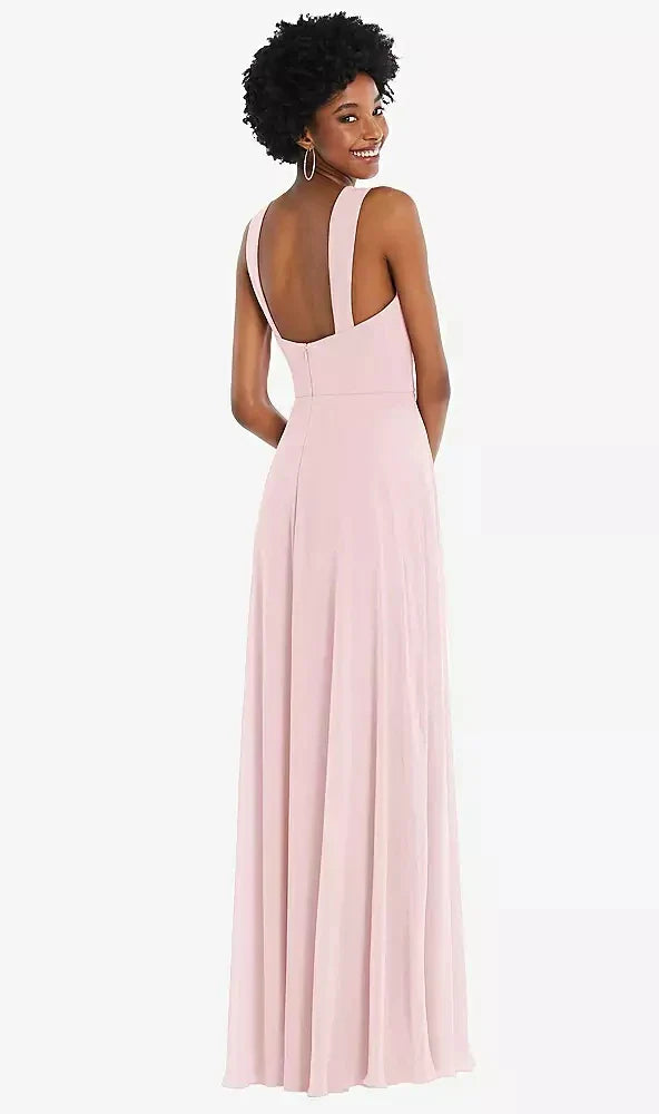 Contoured Wide Strap Sweetheart Maxi Dress in Ballet Pink