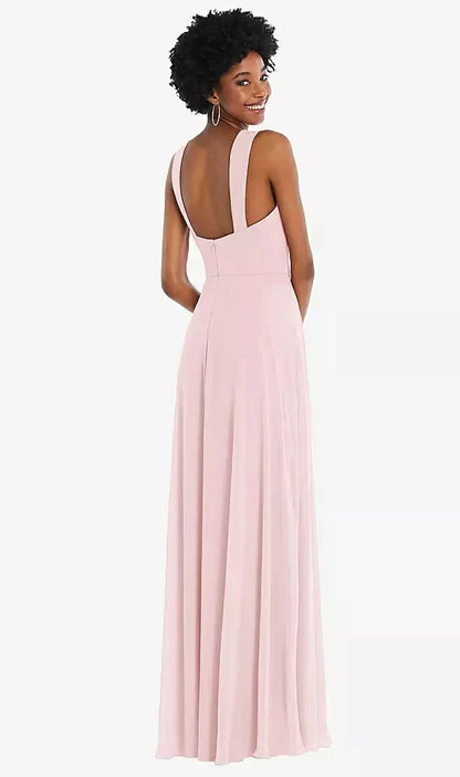 Contoured Wide Strap Sweetheart Maxi Dress in Ballet Pink