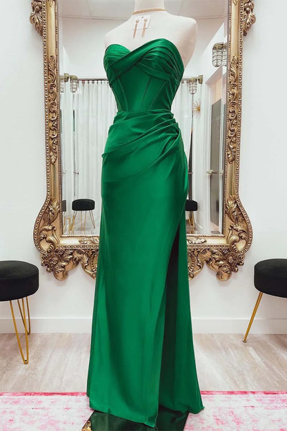 Corset Strapless Green Prom Dress