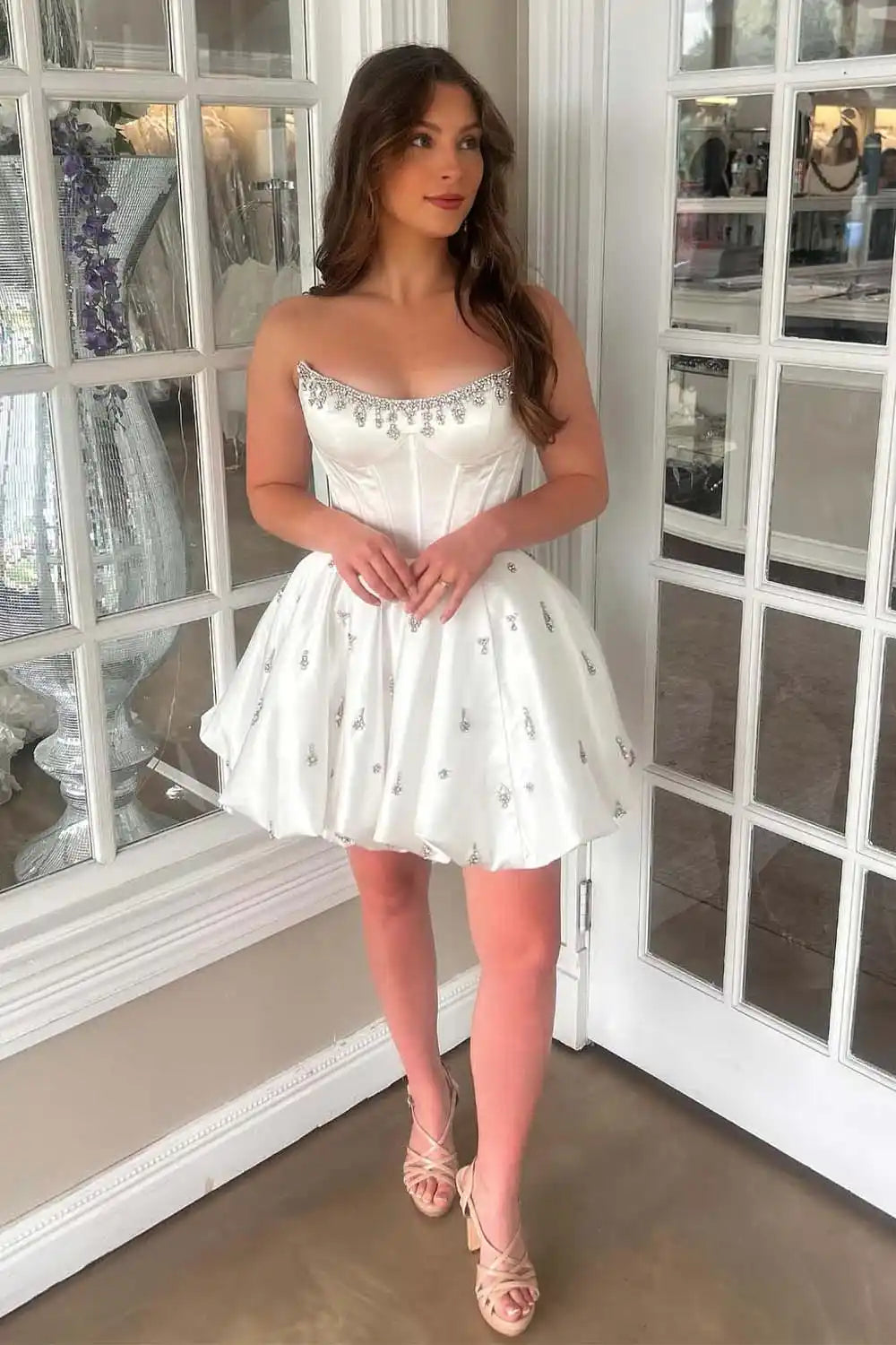 Corset Strapless Homecoming Dress with Beads