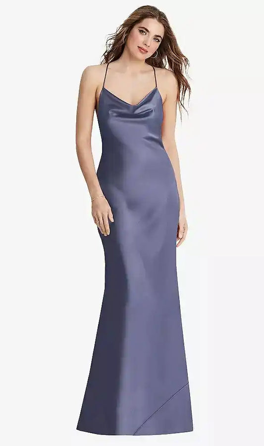 Cowl-Neck Convertible Maxi Slip Dress - Reese in French Blue